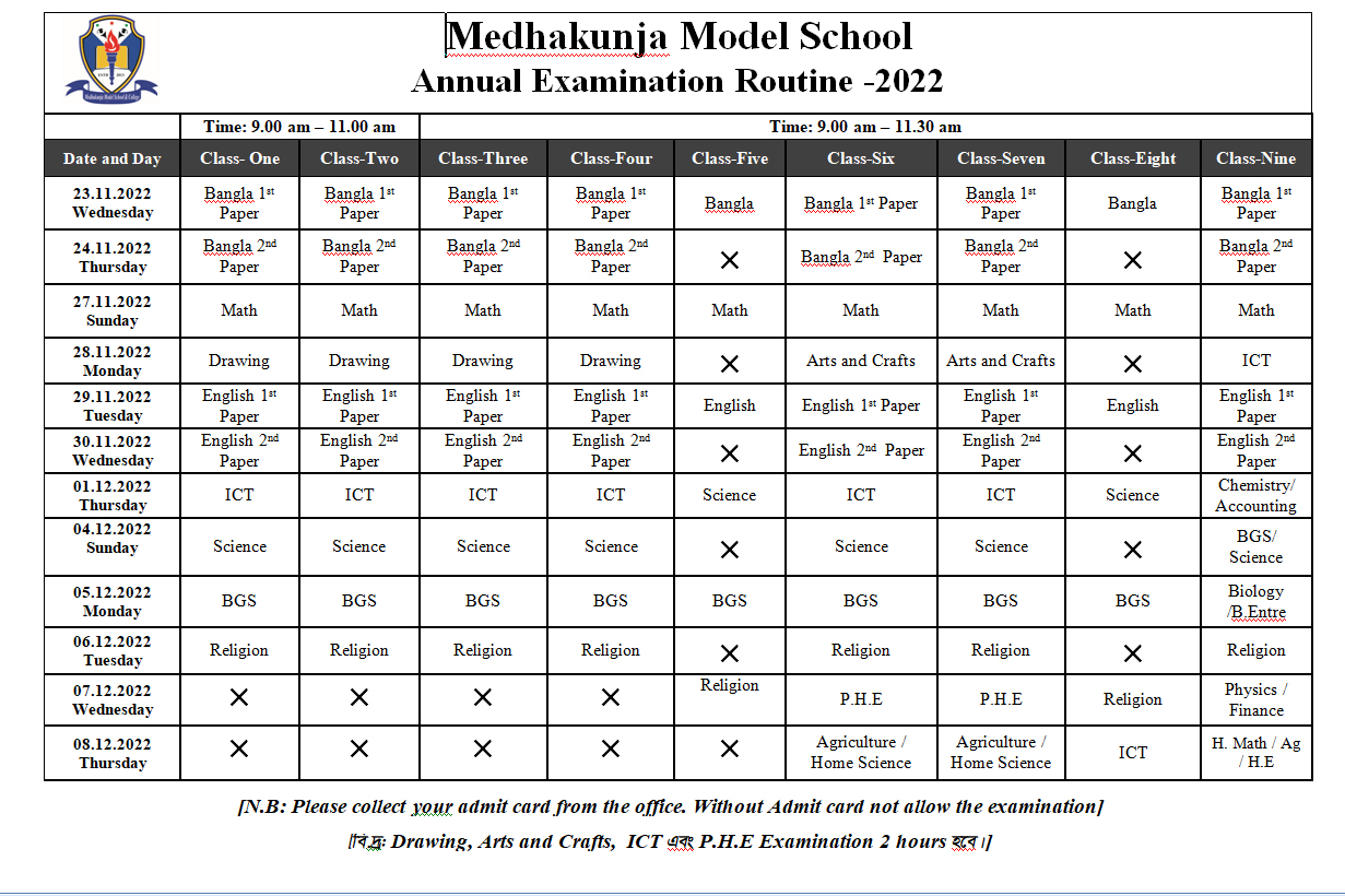 Exam Routine-2022